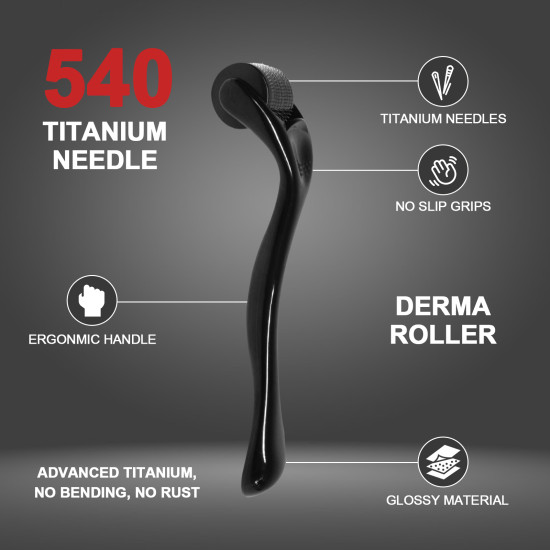 540 Titanium Derma Roller - 0.25mm Microneedle Micro Needle Roller for Men and Women Home Use - Microneedling Roller Microneedle Skin Care Tool A8