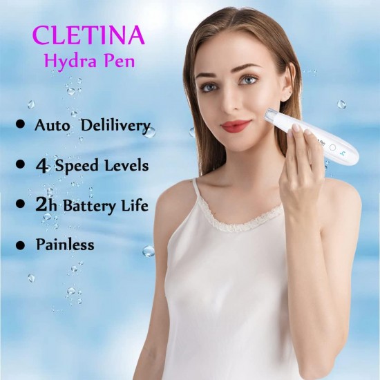 CLETINA Hydra Pen 0.25 mm Professional Microneedling Pen Skin Care Tool Kit for Face & Body with 6 Cartridges ( 3pcs 12-Pin 0.25mm + 3pcs Round Nano 0.15mm)