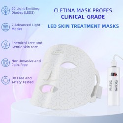 CLETINA Led Face Mask Light Therapy, Flexible Silicone 7 Colors Light,Portable Anti-Aging LED MASK, Red & Blue Light Therapy for Wrinkles, Rejuvenation & Tightening,Wrinkle Reduction